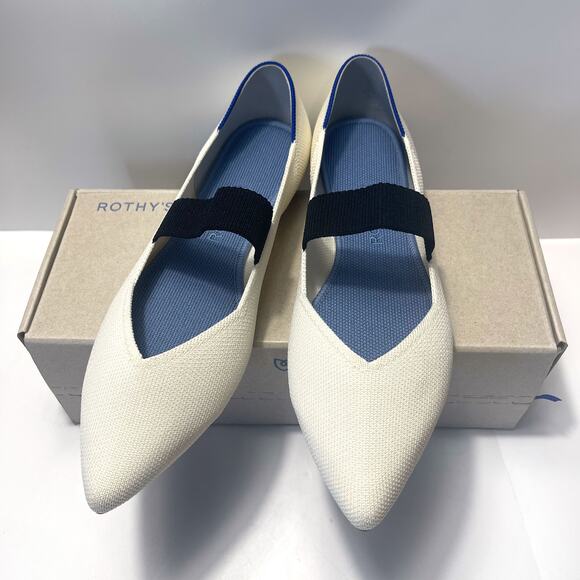 ROTHY'S NWT The Point Mary Jane Flats in Love Bird Cream Size 8.5 - Picture 1 of 16